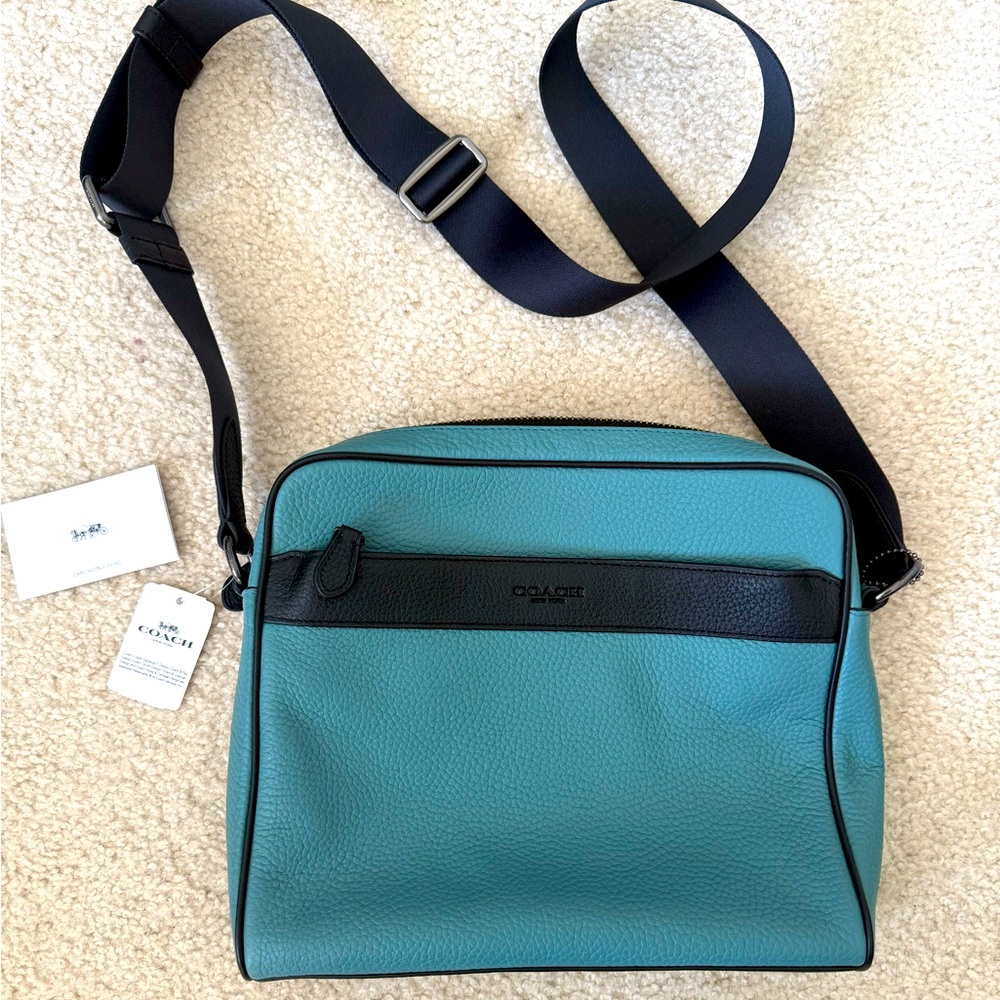 NWT COACH CAMERA BAG COLOR BLOCK SLATE BLUE/BLACK